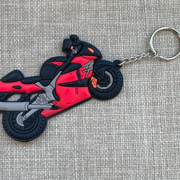 Key Chain Heavy Bike Keys Holder Rubber Bike Red/Black Car Key Holder Keyring - Picture 9 of 9